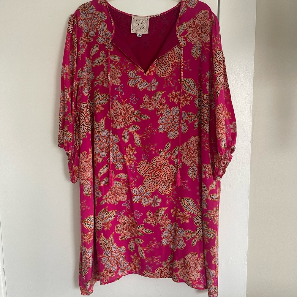 Johnny Was pink silk dress